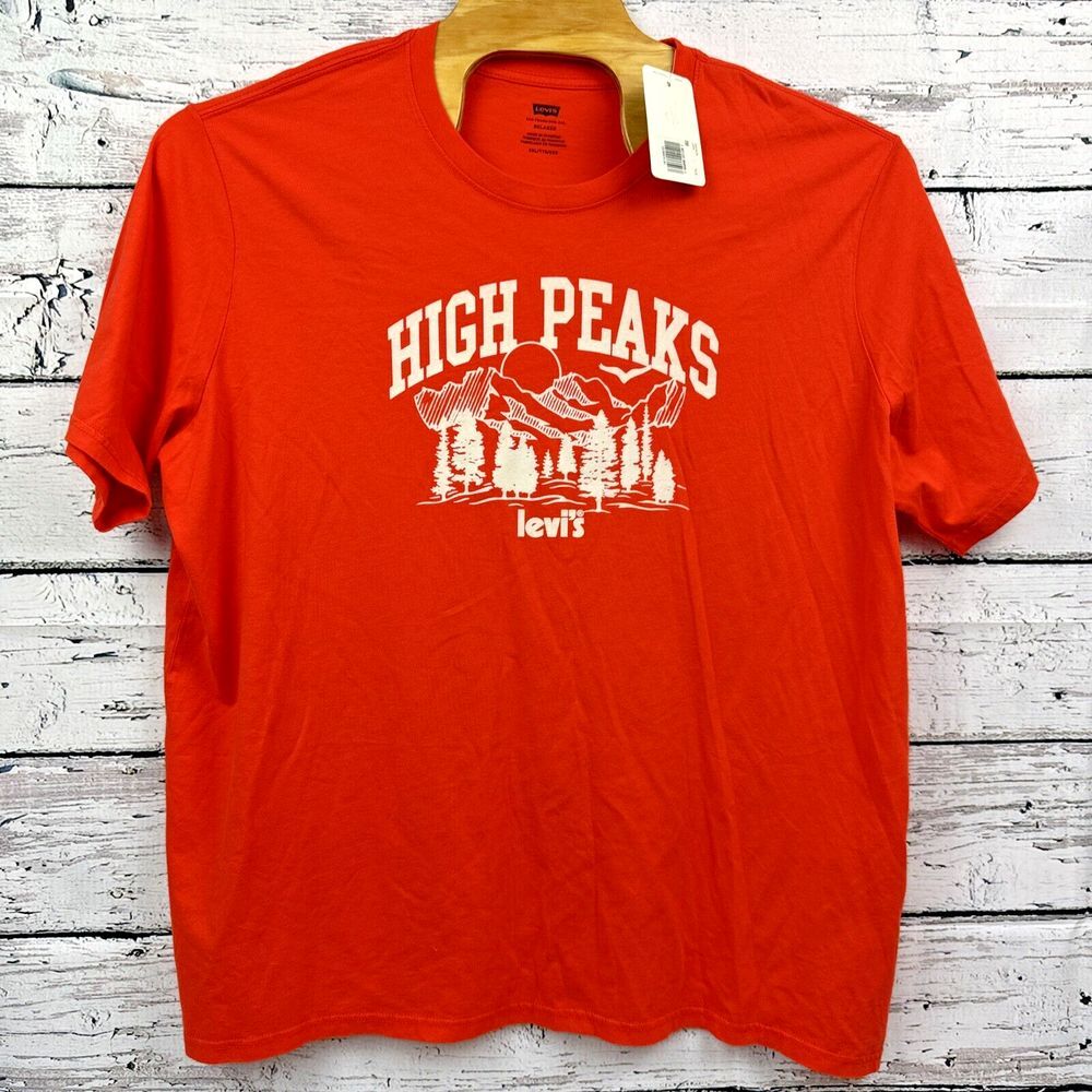 Levi's High Peaks Relaxed T-Shirt Men's Red‎ Short Sleeves 🆕 [Size XXL] NWT